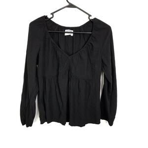 Old Navy Top Womens Size XS Babydoll V Neck Long Sleeve Gauze Textured New